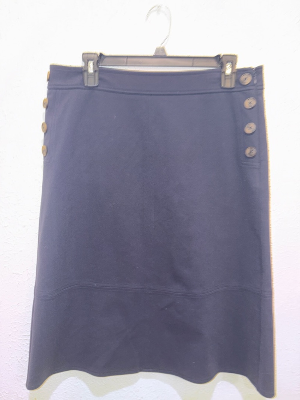 Liz Claiborne Navy  Skirt with Side Button Accent